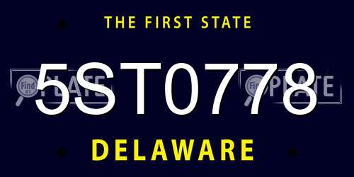 5ST0778 Delaware License Plate