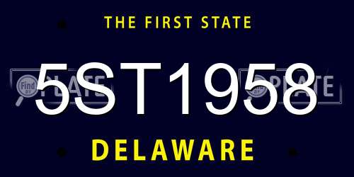 5ST1958 Delaware License Plate