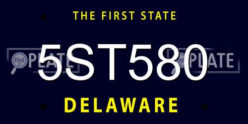 5ST580 Delaware License Plate