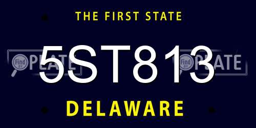 5ST813 Delaware License Plate
