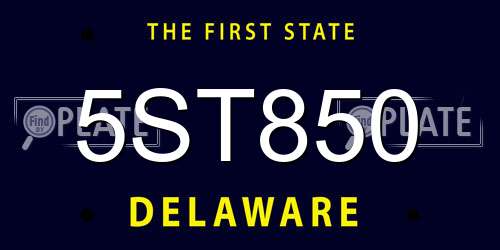 5ST850 Delaware License Plate