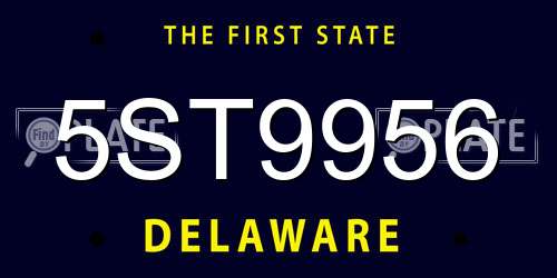 5ST9956 Delaware License Plate