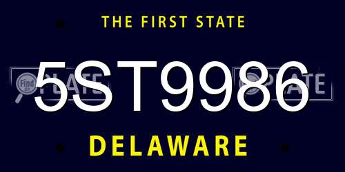 5ST9986 Delaware License Plate