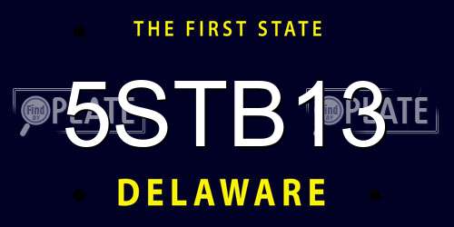 5STB13 Delaware License Plate