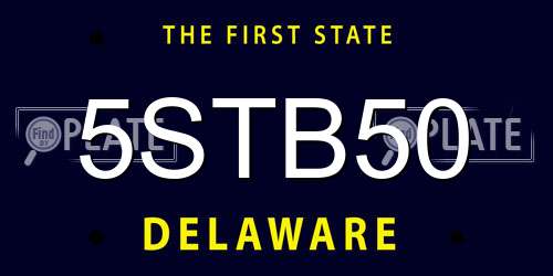 5STB50 Delaware License Plate