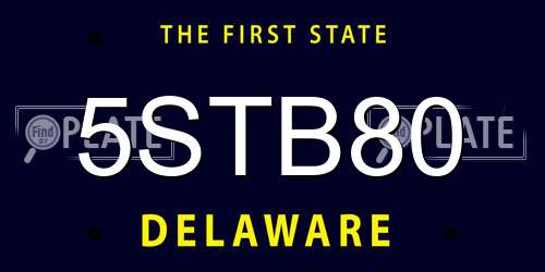 5STB80 Delaware License Plate