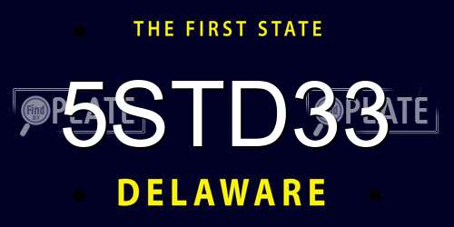 5STD33 Delaware License Plate