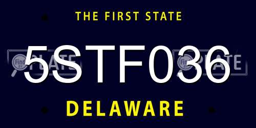 5STF036 Delaware License Plate