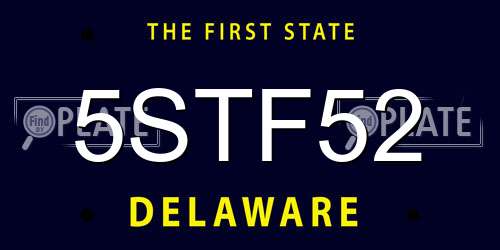 5STF52 Delaware License Plate