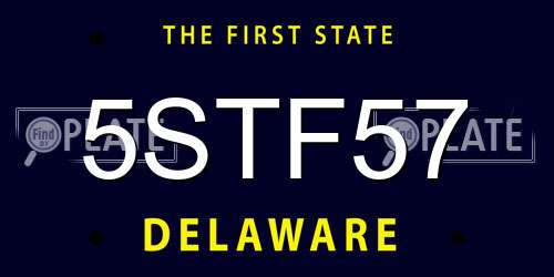 5STF57 Delaware License Plate