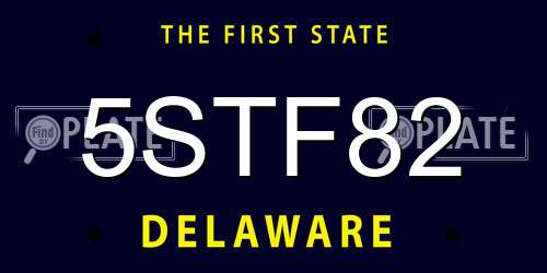 5STF82 Delaware License Plate