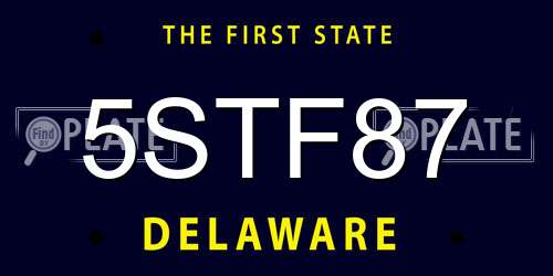 5STF87 Delaware License Plate