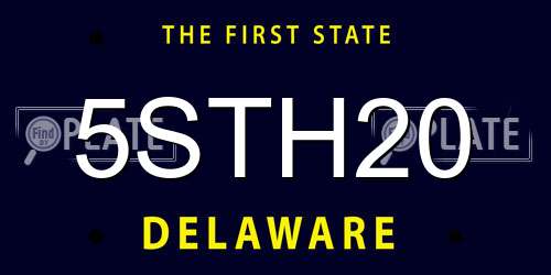 5STH20 Delaware License Plate