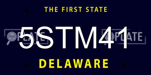 5STM41 Delaware License Plate