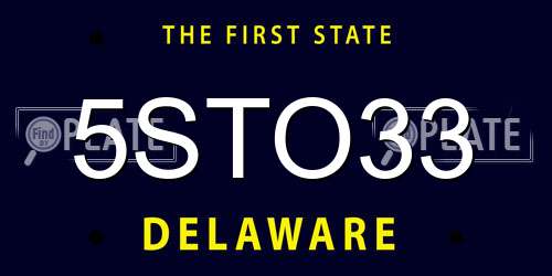 5STO33 Delaware License Plate