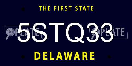5STQ33 Delaware License Plate
