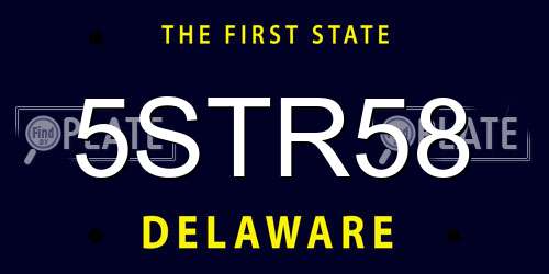 5STR58 Delaware License Plate