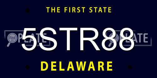 5STR88 Delaware License Plate