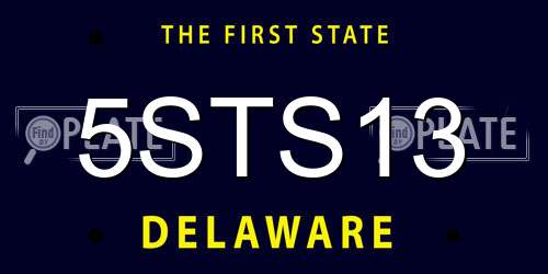 5STS13 Delaware License Plate
