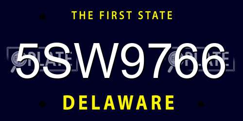 5SW9766 Delaware License Plate
