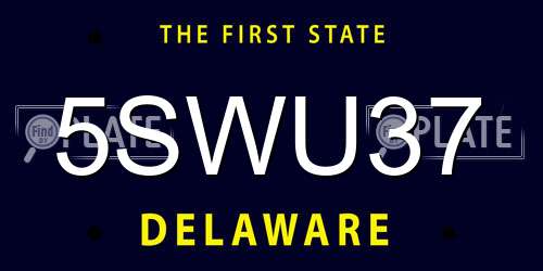 5SWU37 Delaware License Plate