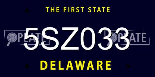 5SZ033 Delaware License Plate