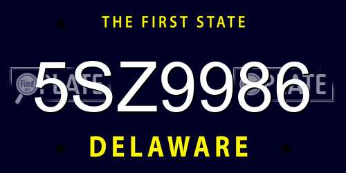 5SZ9986 Delaware License Plate