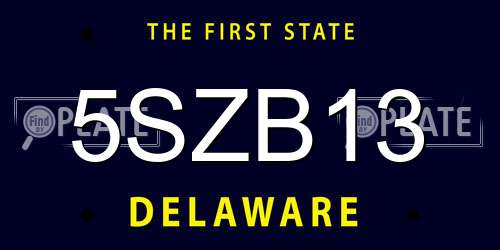 5SZB13 Delaware License Plate