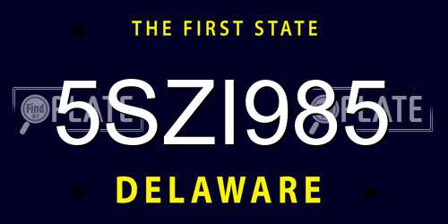 5SZI985 Delaware License Plate