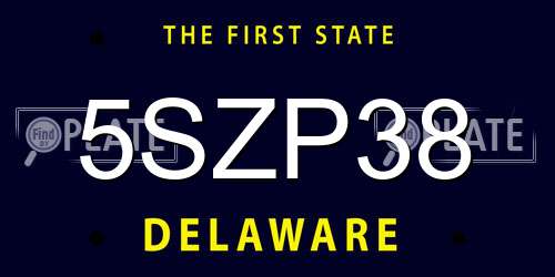 5SZP38 Delaware License Plate