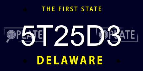 5T25D3 Delaware License Plate