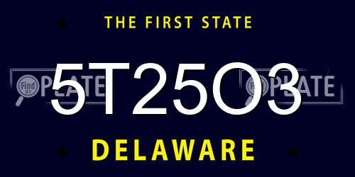 5T25O3 Delaware License Plate