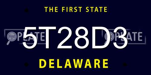 5T28D3 Delaware License Plate
