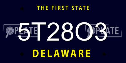5T28O3 Delaware License Plate
