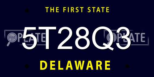 5T28Q3 Delaware License Plate