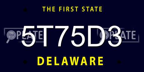 5T75D3 Delaware License Plate