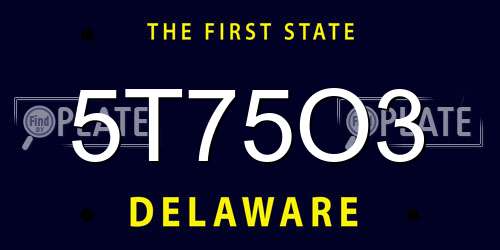 5T75O3 Delaware License Plate