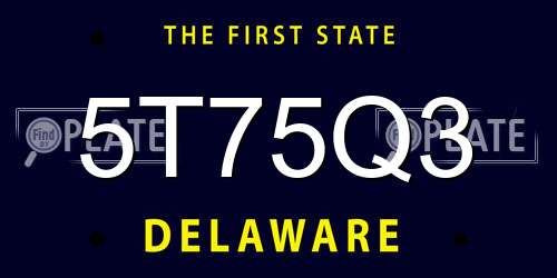 5T75Q3 Delaware License Plate
