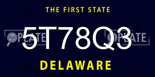 5T78Q3 Delaware License Plate