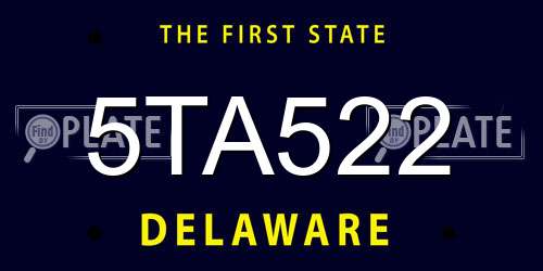 5TA522 Delaware License Plate
