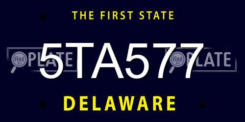 5TA577 Delaware License Plate