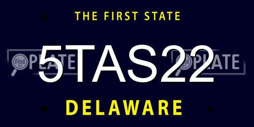 5TAS22 Delaware License Plate
