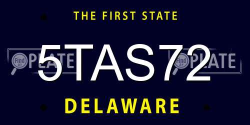 5TAS72 Delaware License Plate
