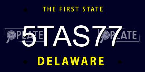 5TAS77 Delaware License Plate