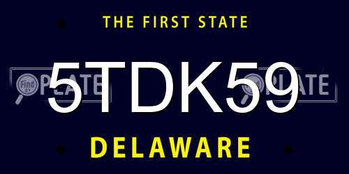 5TDK59 Delaware License Plate