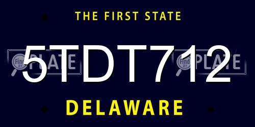 5TDT712 Delaware License Plate