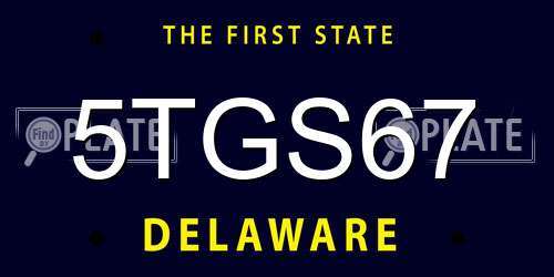 5TGS67 Delaware License Plate