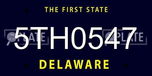 5TH0547 Delaware License Plate
