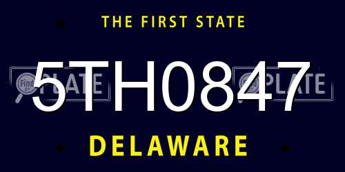 5TH0847 Delaware License Plate