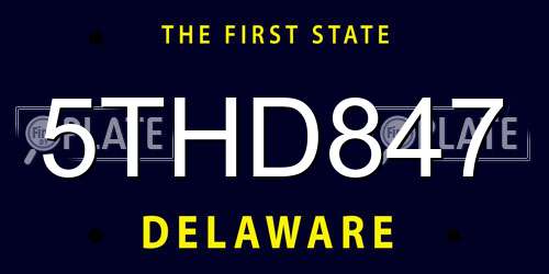 5THD847 Delaware License Plate